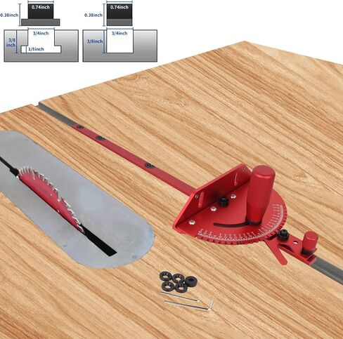 Table Saw Miter Gauge and Aluminum Miter Bar, Standard Slot 3/4'' x 3/8'', 27 Angle Stops Miter Gauge, Works w/Table Saws, Router Table, Band Saw (Gauge-Red) in Saudi Arabia