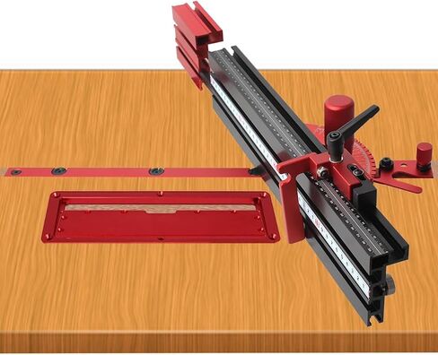Table Saw Miter Gauge and Aluminum Miter Bar, Standard Slot 3/4'' x 3/8'', 27 Angle Stops Miter Gauge, Works w/Table Saws, Router Table, Band Saw (Gauge-Red) in Saudi Arabia