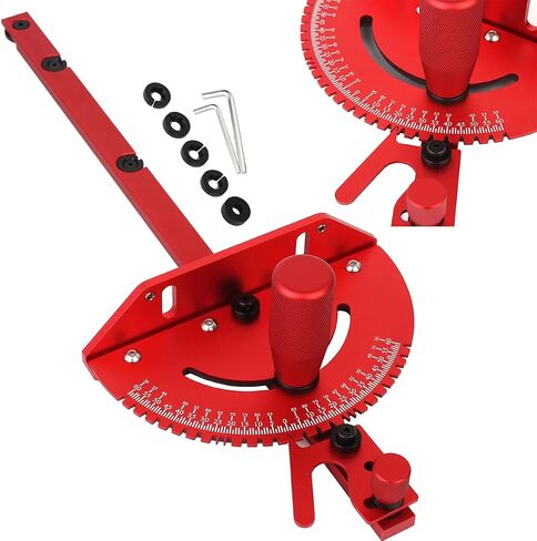 Table Saw Miter Gauge and Aluminum Miter Bar, Standard Slot 3/4'' x 3/8'', 27 Angle Stops Miter Gauge, Works w/Table Saws, Router Table, Band Saw (Gauge-Red) in Saudi Arabia