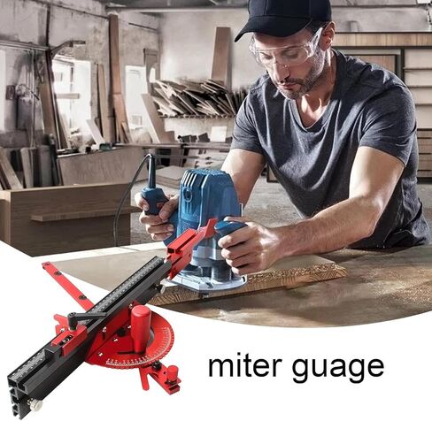 Table Saw Miter Gauge and Aluminum Miter Bar, Standard Slot 3/4'' x 3/8'', 27 Angle Stops Miter Gauge, Works w/Table Saws, Router Table, Band Saw (Gauge-Red) in Saudi Arabia