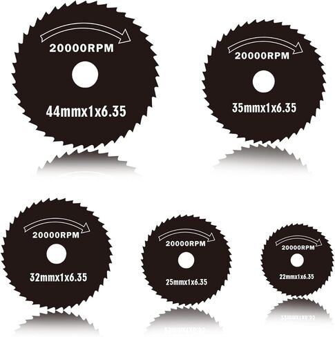 OKDIAMOND شفرة منشار دائرية صغيرة HSS عجلة قطع فولاذية عالية السرعة لأدوات القطع الدوارة من دريمل فوردوم للخشب والبلاستيك والمعادن الناعمة، مجموعة 6 قطع مع عمود دوران 1/8 بوصة in Kuwait