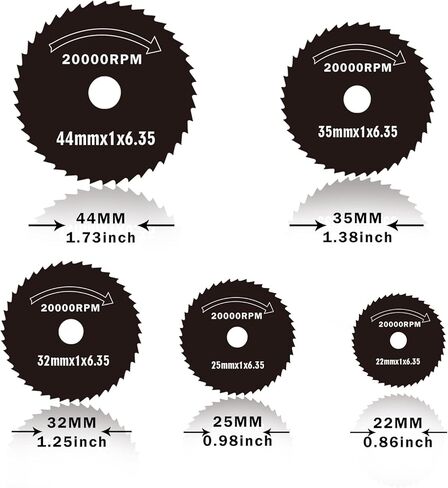 OKDIAMOND شفرة منشار دائرية صغيرة HSS عجلة قطع فولاذية عالية السرعة لأدوات القطع الدوارة من دريمل فوردوم للخشب والبلاستيك والمعادن الناعمة، مجموعة 6 قطع مع عمود دوران 1/8 بوصة in Kuwait