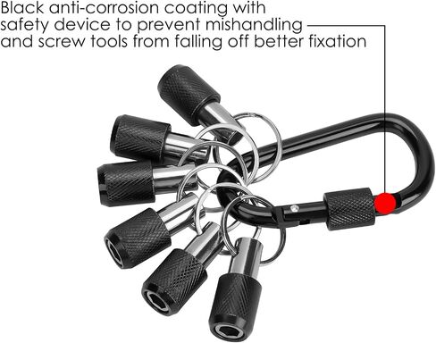 LUEXBOX 1/4 Inch Bit Holder Keychain, Hex Screwdriver Bits Holder Extension Bar, Quick Change Screw Bit Holder for Most Electric, Hand-held Screwdrivers and Drill Bits (A: Black 12pack) in Saudi Arabia