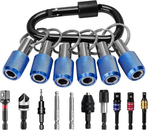 LUEXBOX 1/4 Inch Bit Holder Keychain, Hex Screwdriver Bits Holder Extension Bar, Quick Change Screw Bit Holder for Most Electric, Hand-held Screwdrivers and Drill Bits (A: Black 12pack) in Saudi Arabia
