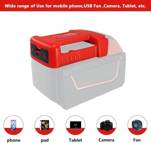 2 قطعة محول شاحن USB لبطارية ميلووكي M18 18 فولت، حامل بطارية لميلووكي 48-11-1850 48-11-1852 48-11-1862 48-11-1860، مع محول شحن سريع من النوع C وUSB in Kuwait