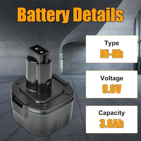 1 حزمة 9.6 فولت 3600 مللي أمبير Ni-Mh DW9062 بطارية بديلة متوافقة مع بطارية Dewalt 9.6V DW9061 DE9036 DE9061 DE9062 DW926 DW955K DW955 DW926K-2 DW926K DW902 DW050 أدوات كهربائية لاسلكية (أسود) in Saudi Arabia