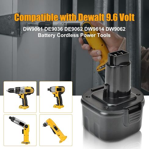1 حزمة 9.6 فولت 3600 مللي أمبير Ni-Mh DW9062 بطارية بديلة متوافقة مع بطارية Dewalt 9.6V DW9061 DE9036 DE9061 DE9062 DW926 DW955K DW955 DW926K-2 DW926K DW902 DW050 أدوات كهربائية لاسلكية (أسود) in Saudi Arabia