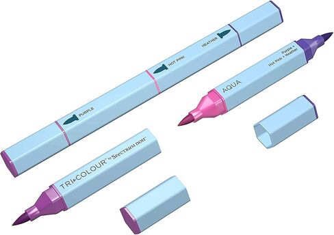Spectrum Noir TriColour Brush Nib Watercolour Markers Colouring Pack of 3 - Unique 3-in-1 Blendable Colour Shade Effect - Colour Basics in Saudi Arabia