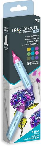 Spectrum Noir TriColour Brush Nib Watercolour Markers Colouring Pack of 3 - Unique 3-in-1 Blendable Colour Shade Effect - Colour Basics in Saudi Arabia