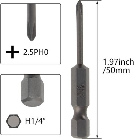 Utoolmart Phillips Screwdriver Bits, 1.6PH00 Magnetic Cross Head Screw Driver Bit, with 1/4 Inch Hex Shank, 50mm Length S2 Steel Screw Driver Kit Tools, for Repair Work, 10 Pcs in Saudi Arabia