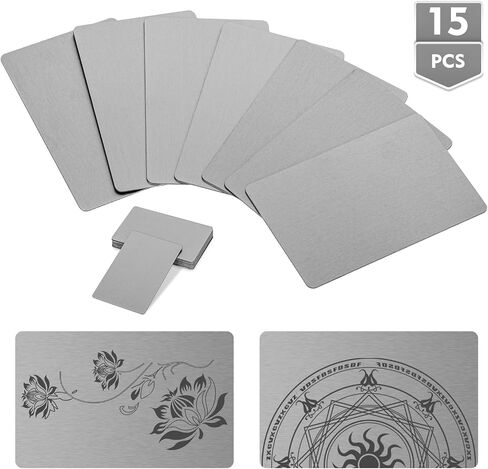 Aluminum Color Blank Nameplate, 15Pcs 86X54X0.8mm Blank Metal Card for Home Indoor DIY Signage Etching, Anodized Aluminum Plate for Laser Printing Engraving(Black) in Kuwait