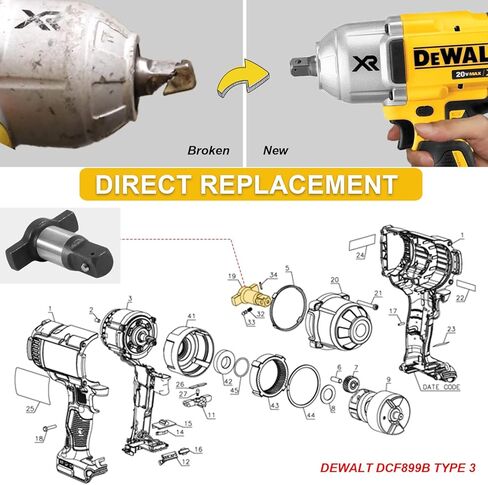 N415874 1/2 سندان مجموعة استبدال سندان دبوس الماسكة لمفتاح الربط اللاسلكي Dewalt DCF899 DCF899B DCF899M1 DCF899P1 DCF899P2، وليس لـ DCF899 Type4 in Kuwait