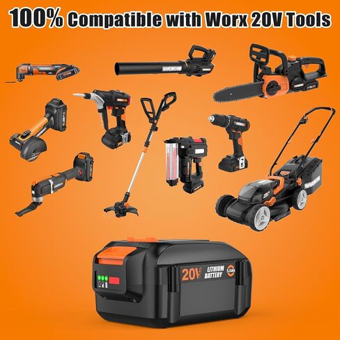 S SKSTYLE 5.0Ah لبطارية Worx 20 فولت أدوات كهربائية لاسلكية WA3578 WA3520 وأكثر، عبوتان، بطارية مع مؤشر مستوى الطاقة in Saudi Arabia