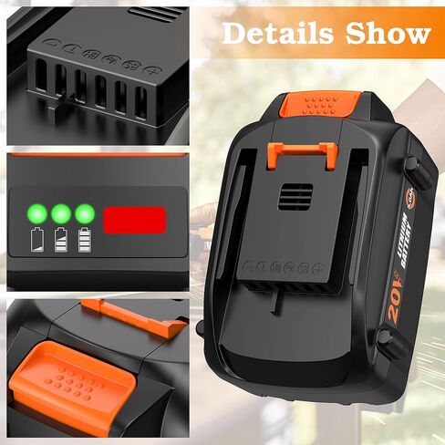 S SKSTYLE 5.0Ah لبطارية Worx 20 فولت أدوات كهربائية لاسلكية WA3578 WA3520 وأكثر، عبوتان، بطارية مع مؤشر مستوى الطاقة in Kuwait