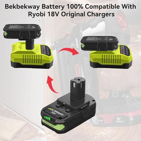 استبدال مطور بقدرة 3000 مللي أمبير في الساعة لبطارية ليثيوم أيون Ryobi 18 فولت P108 P102 متوافقة مع أدوات الطاقة اللاسلكية لبطارية Ryobi 18 فولت واحد + وشواحن بطاريات 18 فولت واحد + in Kuwait