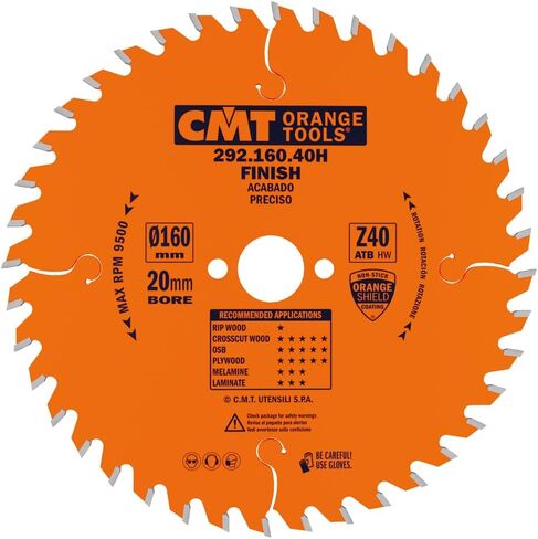 CMT 292.160.40H Fine Cut-Off Saw Blade and 160mm 6-5/16-Inch by 40 Teeth 15-Degree ATB with 20mm Bore in Saudi Arabia