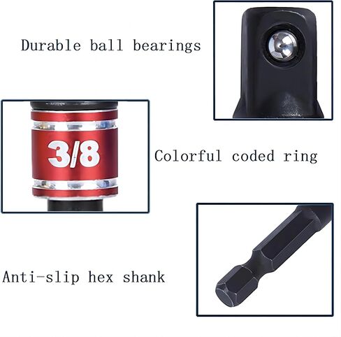 3Pcs 1/4" 3/8" 1/2" Bits Cr-V Hex Shank,Impact Grade Socket Adapter/Extension Set Turns Power Drill Into High Speed Nut Driver,for Cordless Drills Ratchet Extension,Universal Socket Wrench Adapter Set in Saudi Arabia