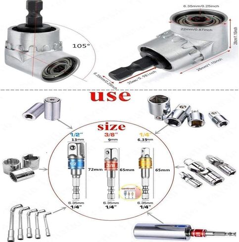 3Pcs 1/4" 3/8" 1/2" Bits Cr-V Hex Shank,Impact Grade Socket Adapter/Extension Set Turns Power Drill Into High Speed Nut Driver,for Cordless Drills Ratchet Extension,Universal Socket Wrench Adapter Set in Saudi Arabia