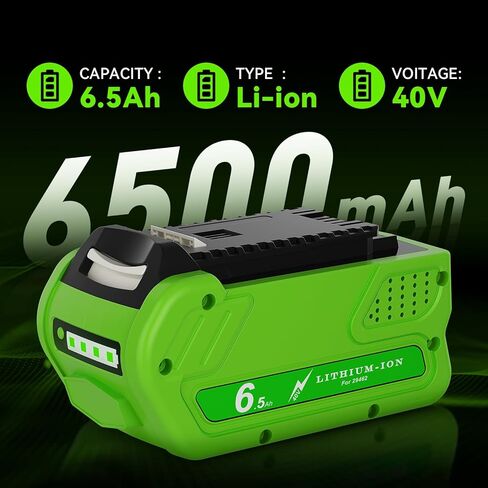 Bonacell 2Pack 6.5Ah 40V بطارية بديلة لبطارية الليثيوم GreenWorks 40V متوافقة مع GreenWorks 40 Volt Max Power Tools 29252 20202 22262 25312 25322 20642 22272 27062 21242 in Kuwait