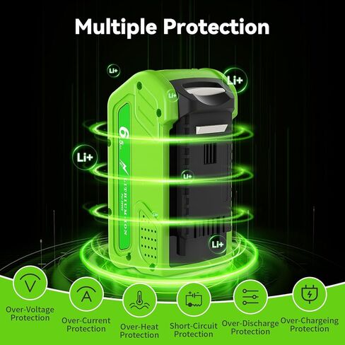 Bonacell 2Pack 6.5Ah 40V بطارية بديلة لبطارية الليثيوم GreenWorks 40V متوافقة مع GreenWorks 40 Volt Max Power Tools 29252 20202 22262 25312 25322 20642 22272 27062 21242 in Kuwait