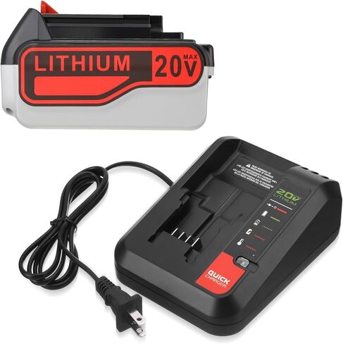 بطارية بديلة من FirstPower متوافقة مع بطارية ليثيوم بلاك اند ديكر 7.5 أمبير 20 فولت بحد أقصى LBXR20-OPE LB20 LBX20 LBX4020 LB2X4020-OPE وقت تشغيل ممتد وشاحن بطارية ليثيوم 20 فولت بحد أقصى in Kuwait