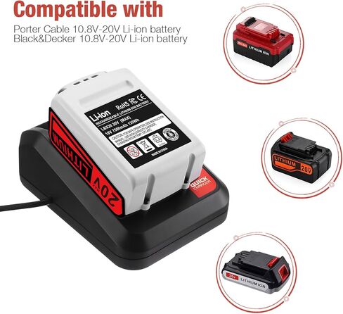 بطارية بديلة من FirstPower متوافقة مع بطارية ليثيوم بلاك اند ديكر 7.5 أمبير 20 فولت بحد أقصى LBXR20-OPE LB20 LBX20 LBX4020 LB2X4020-OPE وقت تشغيل ممتد وشاحن بطارية ليثيوم 20 فولت بحد أقصى in Kuwait