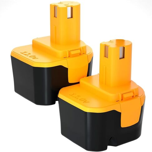 2 Pack 3600mAh 12V Replacement for Ryobi 12V Battery Ni-Mh Compatible with Ryobi 12 Volt Battery 3.6Ah 1311148 130147008 1400652 1400670 4400005 1400143 HP1202M Battery Cordless Power Tools (Yellow) in Saudi Arabia