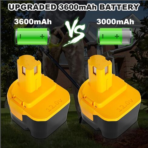 2 Pack 3600mAh 12V Replacement for Ryobi 12V Battery Ni-Mh Compatible with Ryobi 12 Volt Battery 3.6Ah 1311148 130147008 1400652 1400670 4400005 1400143 HP1202M Battery Cordless Power Tools (Yellow) in Saudi Arabia