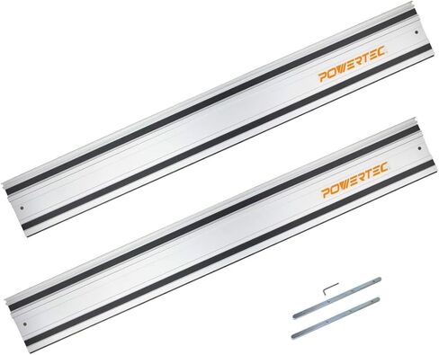 طقم سكة دليل منشار المسار POWERTEC 110 بوصة لماكيتا وفيستول، يتضمن قضبان توجيه 2PK مقاس 55 بوصة، وموصلات سكة توجيه دليل 2PK، ومشابك منشار المسار 2PK 7 بوصة (72057) in Kuwait