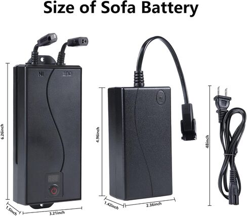 Rechargeable Battery Packs for Reclining Furniture - 2500mAh with LCD Display for Electric Recliners, Power Sofas, Lift Chairs and Couch - only Compatible with 2-Pin Connector Motion Furniture in Saudi Arabia