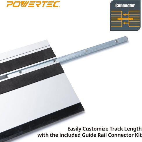 مجموعة ربط السكك الحديدية لدليل منشار المسار POWERTEC 110 بوصة لمناشير مسار ميلووكي تتضمن قضبان توجيه من الألومنيوم المبثوقة مقاس 2 × 55 بوصة و(2) موصلات سكة توجيه لمشاريع الأعمال الخشبية، 71871 in Kuwait