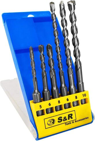 S&R SDS Plus Concrete Drill Bit Set, (6 Pieces): 5,6,8 x 100; 6, 8, 10 x 160 mm,for Concrete, Masonry and Stone in Saudi Arabia