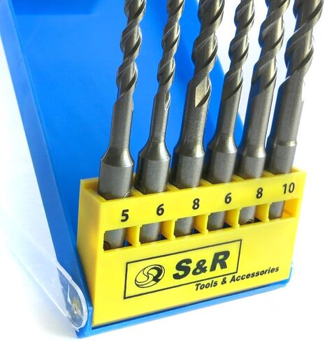 S&R SDS Plus Concrete Drill Bit Set, (6 Pieces): 5,6,8 x 100; 6, 8, 10 x 160 mm,for Concrete, Masonry and Stone in Saudi Arabia