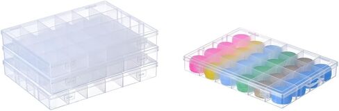 BangQiao 4 عبوات قابلة للتعديل 24 شبكة حافظة حاوية بلاستيكية شفافة، صندوق مقسم تخزين منظم شفاف للأجهزة، المسمار، الأظافر، التثبيت، مجموعة التعليق، مرساة الحائط، إسفين in Kuwait