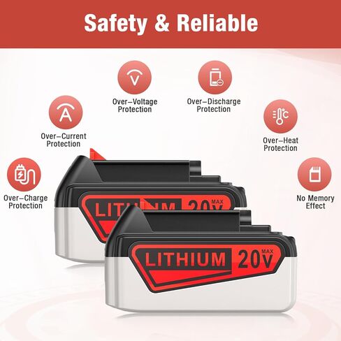 بطارية بديلة مطورة من FirstPower بسعة 7.5 أمبير في الساعة لبطارية ليثيوم بلاك اند ديكر 20 فولت متوافقة مع بطارية بلاك ديكر 20 فولت LBXR20 LBX20 LB20 LB2X4020-OPE LBXR20B-2 LST300 LST220 in Kuwait