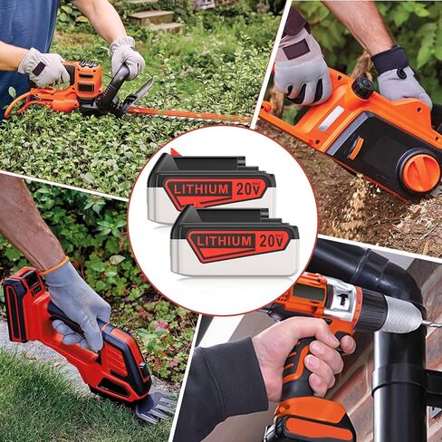 بطارية بديلة مطورة من FirstPower بسعة 7.5 أمبير في الساعة لبطارية ليثيوم بلاك اند ديكر 20 فولت متوافقة مع بطارية بلاك ديكر 20 فولت LBXR20 LBX20 LB20 LB2X4020-OPE LBXR20B-2 LST300 LST220 in Kuwait