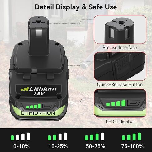 استبدال مطور بقدرة 3000 مللي أمبير في الساعة لبطارية ليثيوم أيون Ryobi 18 فولت P108 P102 متوافقة مع أدوات الطاقة اللاسلكية لبطارية Ryobi 18 فولت واحد + وشواحن بطاريات 18 فولت واحد + in Kuwait