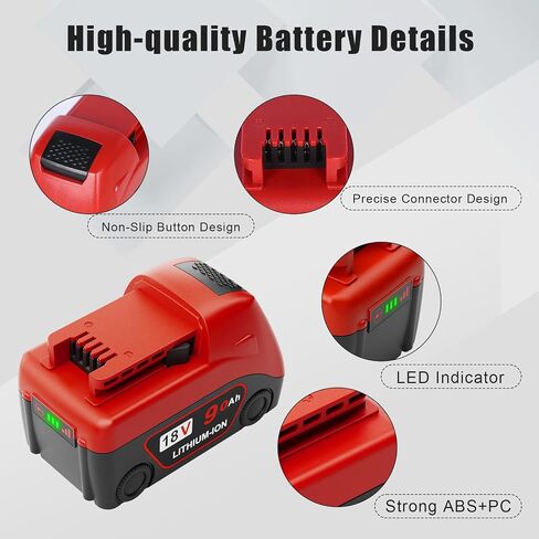 2 Pack 9.0Ah 18V Battery and Charger Replacement for Milwaukee M18 Batteries 48-11-1880 48-11-1860 48-11-1850 48-11-1828,2024 New Version High Demand in Saudi Arabia