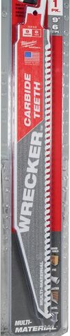 Milwaukee Wrecker 9 in. Carbide Tipped Reciprocating Saw Blade 6 TPI 1 pk - Case of: 1; in Saudi Arabia