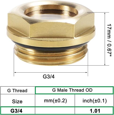 uxcell Oil Liquid Level Gauge Sight Glass G3/4 Male Threaded Brass Air Compressor Fittings with O-Ring, Yellow 2Pcs in Saudi Arabia