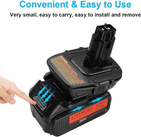 استبدال محول البطارية لـ DCA1820 المتوافق مع أدوات Dewalt 18V إلى 20V يناسب محول بطارية الليثيوم 20V DCB205 DCB206 فقط (أسود) in Kuwait