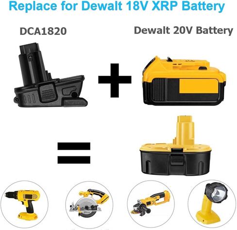 استبدال محول البطارية لـ DCA1820 المتوافق مع أدوات Dewalt 18V إلى 20V يناسب محول بطارية الليثيوم 20V DCB205 DCB206 فقط (أسود) in Kuwait