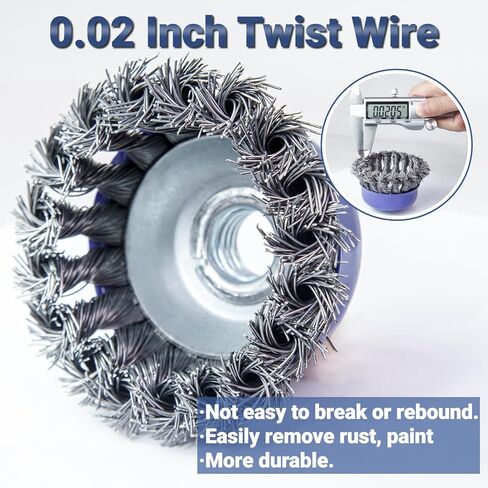 10 عبوات من فرشاة العجلات السلكية الزرقاء لمطحنة الزوايا، مجموعة فرش العجلات السلكية 3 بوصة لمطحنة زاوية 4 1/2، فرشاة أكواب سلكية معقودة ومجعدة، عجلات سلكية مع أربور 5/8-11 بوصة، الحد الأقصى لدورة في الدقيقة 12,500 in Kuwait