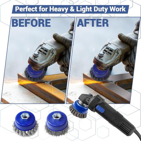 10 عبوات من فرشاة العجلات السلكية الزرقاء لمطحنة الزوايا، مجموعة فرش العجلات السلكية 3 بوصة لمطحنة زاوية 4 1/2، فرشاة أكواب سلكية معقودة ومجعدة، عجلات سلكية مع أربور 5/8-11 بوصة، الحد الأقصى لدورة في الدقيقة 12,500 in Kuwait