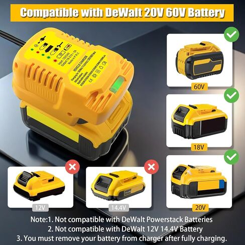 استبدل شاحن السيارة الصغير DCB112 لبطارية Dewalt 20V، شاحن سيارة سريع محمول لـ Dewalt 20V/60V، قابس ولاعة السجائر، مقاس 1/2 لـ DCB112 (فقط لبطارية 20V/60V) in Saudi Arabia