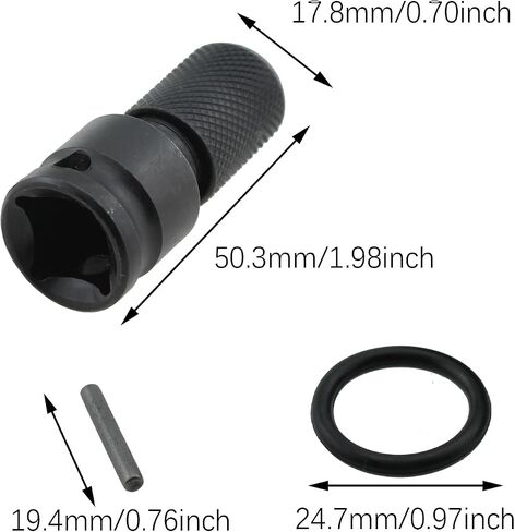 2PCS 50x23mm Hex Socket Adapter Black 1/2 to 1/4 Telescopic Hexagon Adapter Suitable for Electric Impact Spanner in Saudi Arabia