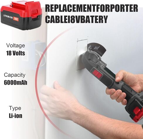 PC18BLX 18V 6000mAh Lithium Replacement Battery for Porter Cable 18V Battery Compatible with Porter Cable 18 Volt Battery PC18B PC18BL PC18BLX PCC489N PC188 PCXMVC Battery Cordless Power Tools in Kuwait