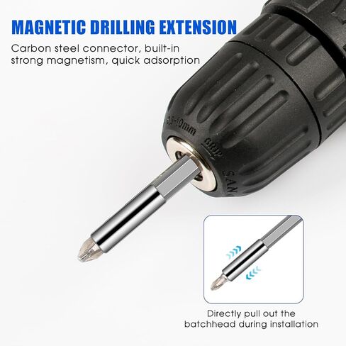 3PCS Magnetic Drill Bit Holder Drill Bit Extension with 3PCS PH2 Screwdriver Bit 1/4" Hex Shank S2 Steel Magnetic Drill Bit Extension for Automotive Maintenance DIY Repair Work, 2 4 6-inch Extensions in Saudi Arabia