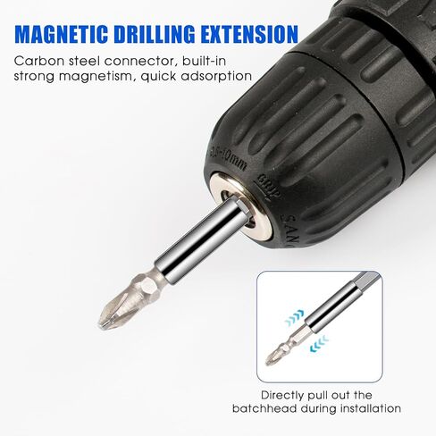 3PCS Magnetic Drill Bit Holder Drill Bit Extension with 3PCS PH2 Screwdriver Bit 1/4" Hex Shank S2 Steel Magnetic Drill Bit Extension for Automotive Maintenance DIY Repair Work, 2 4 6-inch Extensions in Saudi Arabia