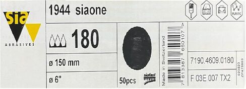 Sia Abrasive Hook & Loop Sanding Discs, 6 inch, No Hole, for Auto Sanding, Featheredging, Primer Sanding, Paint Preparation, E-Coat Sanding (Pack of 50) (Grit-180) in Saudi Arabia